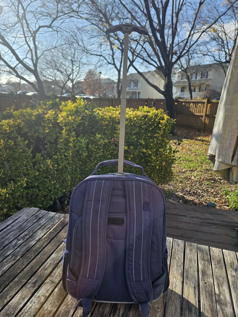 Pottery Barn Kids Striped Navy, Red & Light Blue Roller Backpack